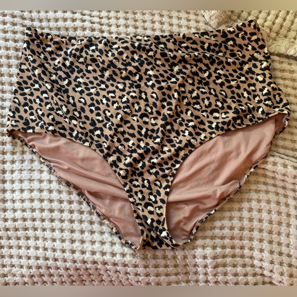 Aerie Leopard Print High Waisted Full Coverage Bikini Bottoms XXL - Picture 1 of 4